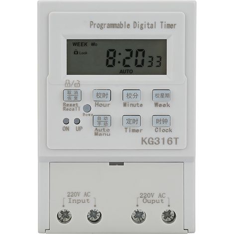Marhynchus Mini AC 220V 1W 30A Commutateur de Minuterie Programmable pour Une Régulation de Temps Efficace, Interrupteur de Temps de Précision élevé avec écran LCD Clair (1/5)