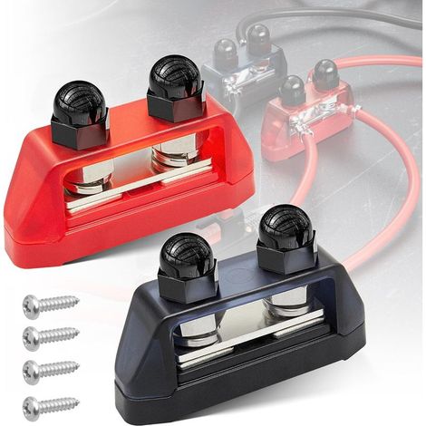 12–48 V DC, max. 250 A Stromverteilerblock, Doppelstrom-Sammelschienen-Batterieanschluss für Auto, Boot, (M8-5/16") (1/5)