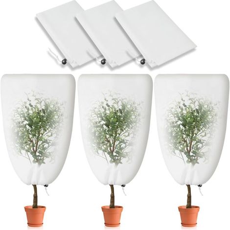 3 pièces housses d'hivernage pour plantes extérieures – 80 x 120 cm – avec cordon de serrage – résistant au froid, imperméable et réutilisable (1/5)
