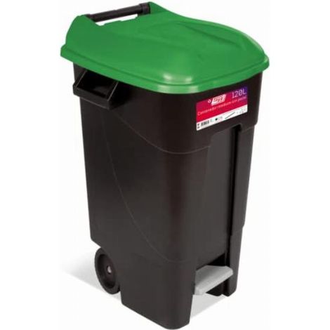 Tayg 423031 Bidone della spazzatura con pedale Eco, 120 L, Coperchio Verde
