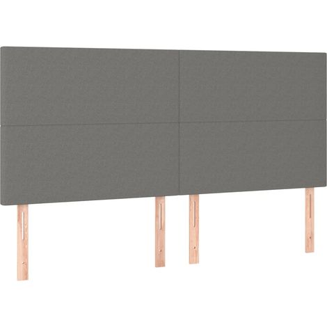Testiera letto accessorio camera da letto mobili LED 200 x 5 x 118/128 cm tessuto grigio scuro TDL0201088