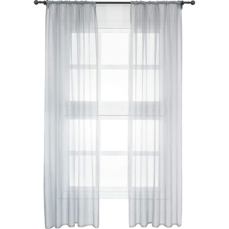 WOLTU Lot de 2 Rideaux en Voile Transparents, 140x245cm, Gris, VH5511gr-2 (1/4)