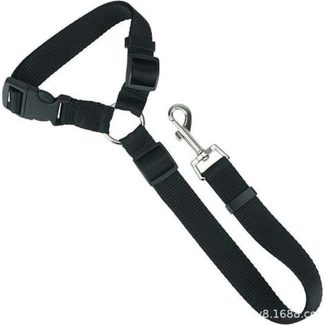Ceinture de sécurité auto réglable pour animaux de compagnie - Protégez votre compagnon à quatre pattes lors de vos déplacements en voiture (Noir) (1/4)