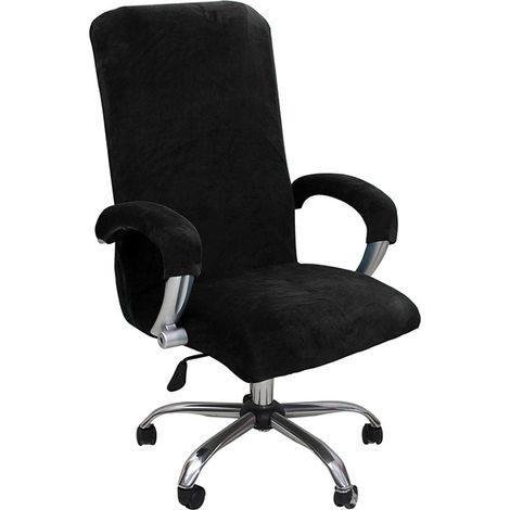 Office chair cover, with armrest covers, elastic desk and chair cover, machine washable, computer office chair cover, easy to install - black (1/5)