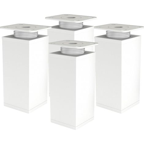 Pied de Meuble - Pied Reglable Pied Canapé - Pied Reglable pour Meuble - Lot de 4 - Angulaire 40x40mm - Pièces de Rechange en Métal - Accessoires de Montage Inclus - 120mm Blanc (1/4)