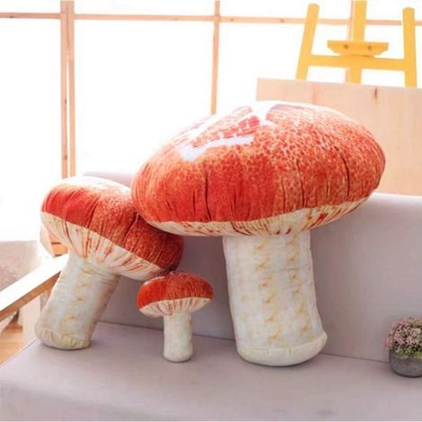 Coussin décoratif en peluche champignon 3D créatif et éclatant, 18 cm (petite taille) (1/4)