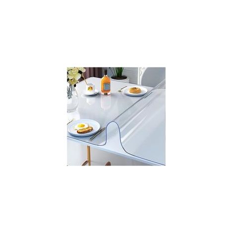 Nappe de Table en 2mm PVC Transparent Facile à Nettoyer Imperméable pour la Maison et la Cuisine 90 x 160 cm, Transparente