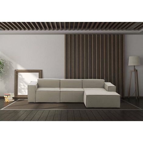 Talamo Italia Sofá fijo Giovanna, Sofá modular 3 plazas península derecha, 100% Made in Italy, Sofá moderno en tela, Cm 300x170h70, Tórtola, con embalaje reforzado (1/5)