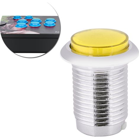 Bouton de remplacement rond plaqué de 32 mm pour machine de jeu avec lumière (jaune) (1/5)