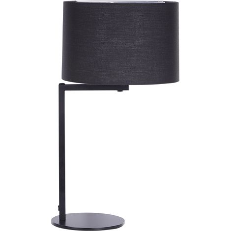 Lámpara de mesa de metal negro poliéster 49 cm pantalla tambor Baldwin