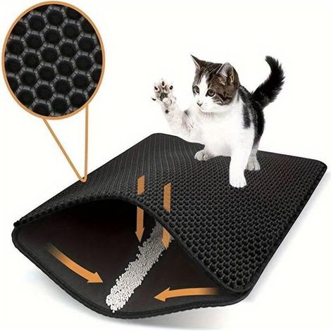 Tapis de litière pour chat, Tapis de litière chat, Sous bac chat, Design alvéolé, Tapis entrée maison, Attrape sable (1/5)