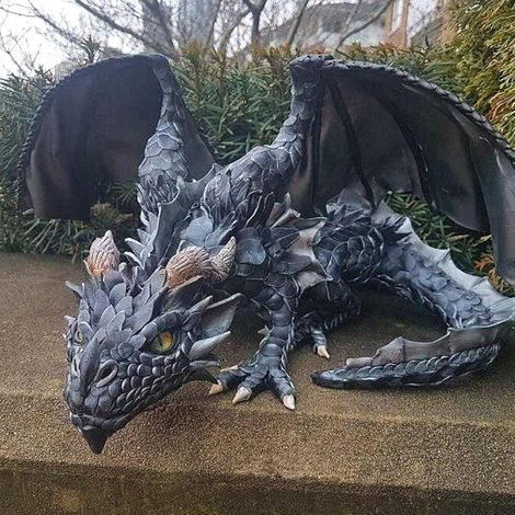Garden Dragon Figurine, 21×15×10 Cm Garden Dragon Statue, Resin Dragon Statue, Dragon Garden Ornament, Dragon Sculpture, Animal Decoration for Indoor Outdoor