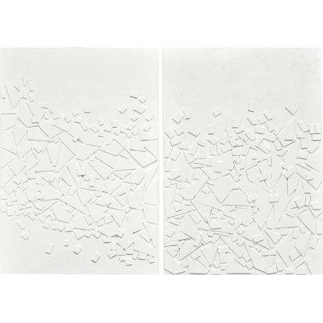 tableau abstrait géométrique en relief blanc décoratif mural - blanc géométrique texturé (1/3)