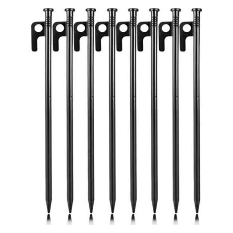 (Paquet de 8) 25 piquets de tente en acier forgé, piquets de tente robustes, piquets de camping avec crochets, piquets de fixation pour sol dur pour tentes, bâches, plages et jardins. (1/5)