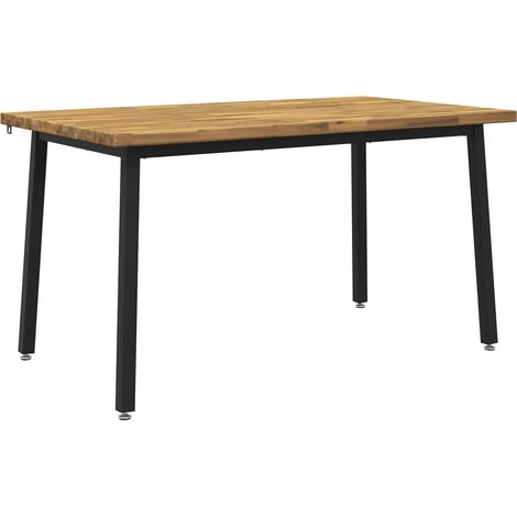 140 x 70 x 75 cm Madera de Acacia Sólida Blanco y Negro vidaXL (1/5)