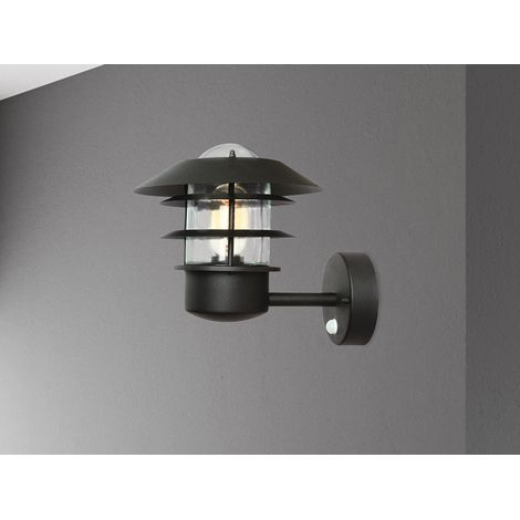 LED Außenwand Laterne mit Bewegungsmelder, Schwarz Höhe 24cm (1/4)