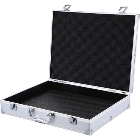 Mallette de transport pour instruments de mesure, boîte verrouillable en aluminium, compartiment à outils, rembourrage en mousse, étui, 28,5 x 37 x 7,5 cm (1/5)