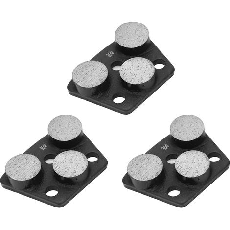 Lot de 3 patins de meulage diamantés trapézoïdaux pour béton, à 3 dents cylindriques, noirs, n° 30 (1/5)