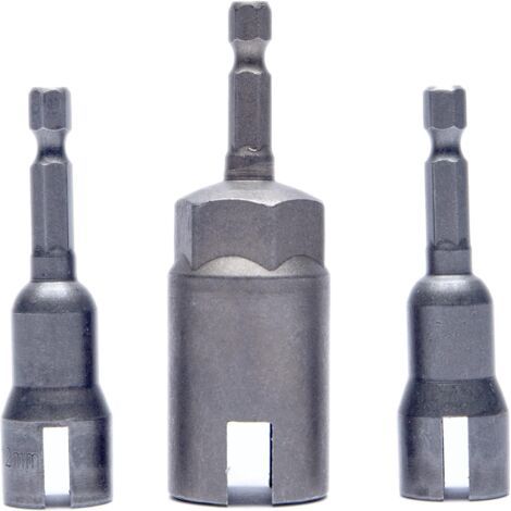 Pair - Ensemble de tournevis à écrou à oreilles électrique 3 pièces, jeu de clés à douille pour foret à fente, tige hexagonale 1/4\" (19 mm, 12 mm) (1/5)