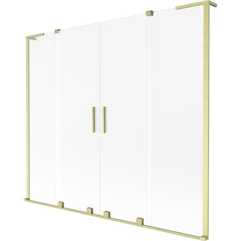 Mexen Velar L Duo Badewannenabtrennung, 2-flügelig, verschiebbar, 170 x 150 cm, Mattglas, gebürstetes Gold - 896-170-003-32-55 (1/2)