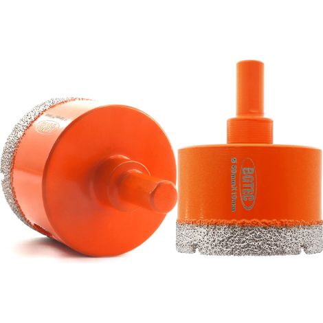 Foret Diamant Sec, 2 pièces 50mm Foret à queue triangulaire pour Céramique,Porcelaine,Marbre,Granit, le Grès et Quartz Foret Diamanté Brasé Sous Vide,65mm Longueur (1/5)