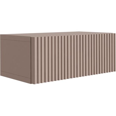 Table de chevet suspendue avec tiroir – façade rainurée, Couleur : brun caramel, 40 x 20 x 16 cm (1/5)