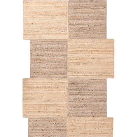 Tapis Rustique en Juste Asymétrique Tressé 200 x 300 cm Accessoire Salon Chambre Beige Sangli
