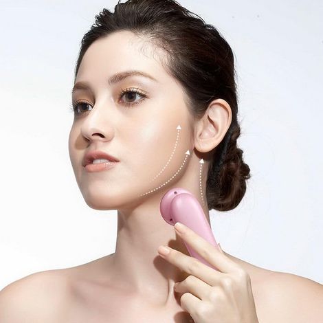 Massaggiatore elettrico per il viso con display digitale - Dispositivo multifunzionale per la bellezza e la cura del viso (bianco) (1/4)