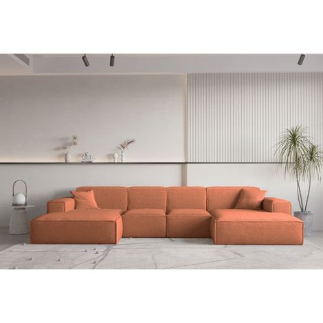 Wohnlandschaft U-Form CELES PREMIUM XS in Stoff Ascot Bukla Terracotta (1/2)