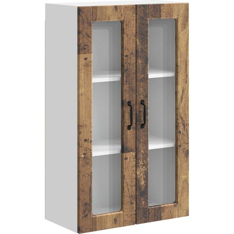 Maison Exclusive - Mobile in vetro da parete PORTO Legno vecchio 60 x 31 x 100 cm