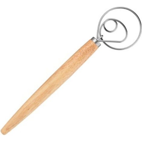 Fouet à pâte à pain de 13 ", fouet à pâte danois de qualité professionnelle, mélangeur, batteur à oeufs, manche en bois(mélangeur à œil unique) (1/4)