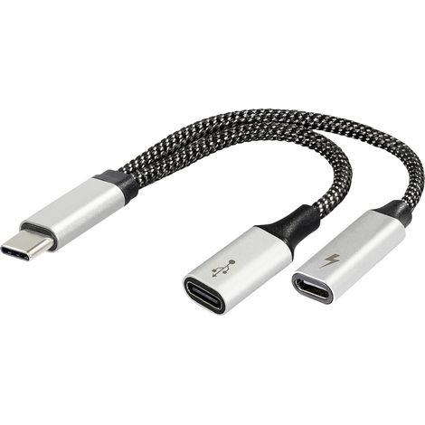 Maxtrack USB-C® Adapter [1x USB-C® Stecker - 2x USB-C® Buchse (Power Delivery), USB-C® Buchse]  14.5