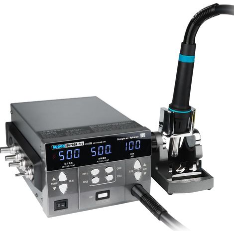 8620DX Digital Hot Air Reheat Station 110V 1300W, 100°C to 450°C Adjustable Temperature (C/F), 4 Memory Settings, 6 Air Nozzles, SMD Hot Air Station with High-Flow Air Nozzle Holder (1/5)