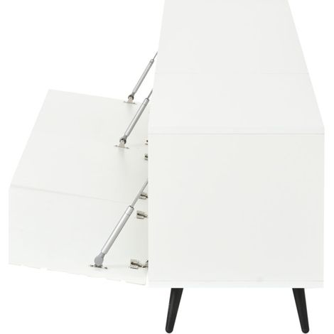 Meuble TV, 180x40x48 cm, avec 3 portes à charnières, meuble bas, support TV, MDF, design imprimé, pour les téléviseurs d'environ 80 pouces, blanc (1/4)