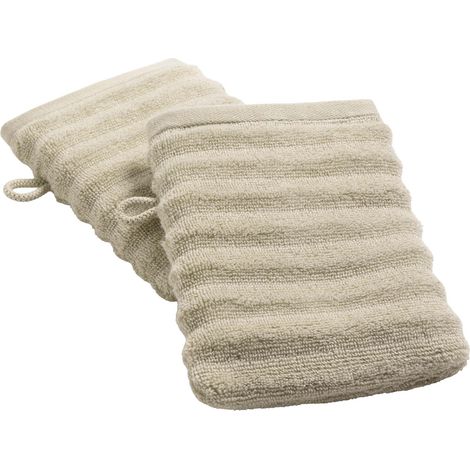 Lot de 2 gants de toilette 15 x 21 cm Maia taupe
