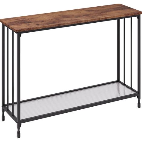 Table Console,Console Meuble Entrée,85x30x81cm D'ENTREE,Vintage,Buffet étroit pour Salon,85X30X81cm,Plateau en Bois Marron et Cadre en métal (1/4)