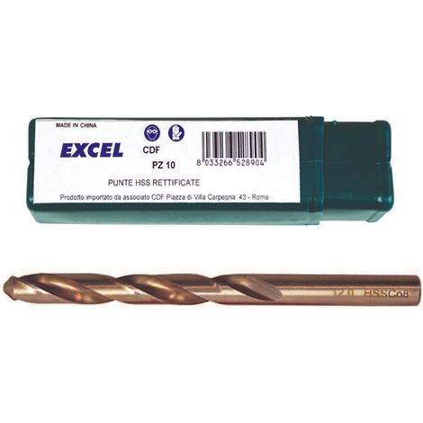 Punte HSS Rettificate Cobalto Ø 4 mm Excel 10 Pezzi