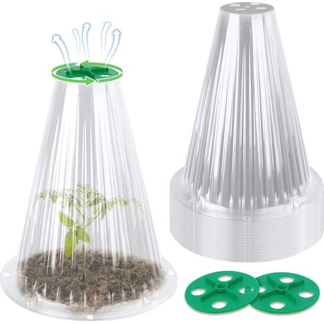 Lot de 30 cloches de jardin pour plantes, réutilisables et dotées de couvercles d'aération rotatifs, protègent des animaux, oiseaux, escargots et insectes, transparentes. (1/5)