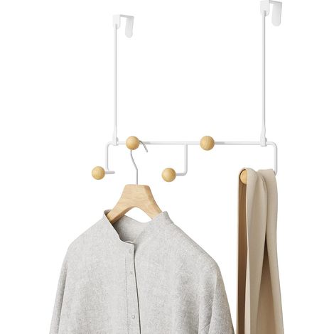 Patère pour Porte sans Perçage, Petit, Blanc/Naturel (1/5)