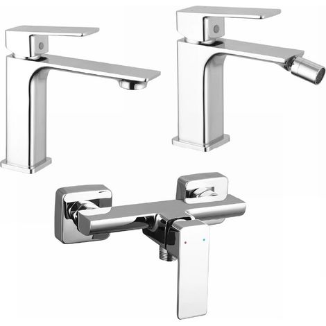Set miscelatori lavabo bidet senza scarico ed esterno doccia cromato Ingrid (1/4)