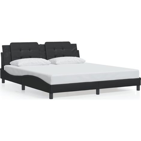 Bettgestell mit LED Schwarz 180x200 cm Kunstleder vidaXL121000 (1/8)