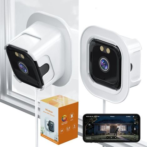 Caméra de Sécurité pour Fenêtre 2K pour la Sécurité Domestique, Caméra Intérieure WiFi 2.4G/5G pour la Maison, Vision Nocturne en Couleur Complète et Anti Éblouissement, Détection de (1/5)