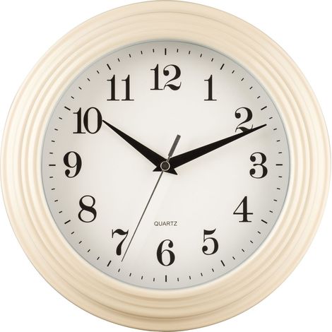 Premier Housewares Wall Clock Cream / Black Finish Frame Clocks For Living Room / Bedroom / Contemporary Style Round Shaped Design Metal Clocks For Hallways 5 x 26 x 26 (1/2)