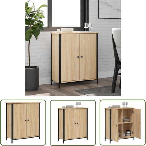 The Living Store Sideboard Sonoma-Eiche 70x30x80 cm Holzwerkstoff - Schreibtisch - Wohnzimmermöbel - Sideboard - Regal - Eichefarben