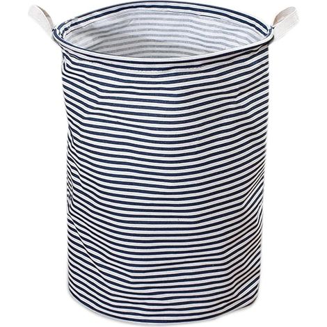 1 panier à linge pliable, panier à linge portable étanche et portable, panier de rangement rayé bleu, panier peu encombrant avec poignées pour chambre à coucher et salle de bain (1/5)