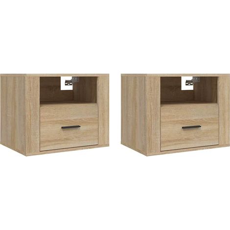 Maison Exclusive - Mesitas de noche de pared 2 uds color roble So (1/5)