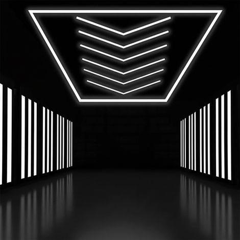 Luci LED a soffitto per garage SOGI LAM-FR02 - 6 frecce - 6500 K  - 384 W - 4866x2451 mm (1/5)