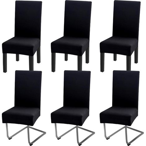 Stuhlhussen 6er Set für Schwingstühle, Stretch-Bezüge, waschbar, Schwarz (1/5)