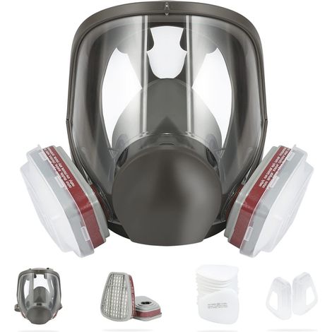 Respiratore integrale riutilizzabile con 10 filtri sostituibili per vernici, particelle, polvere e prodotti chimici. (1/5)
