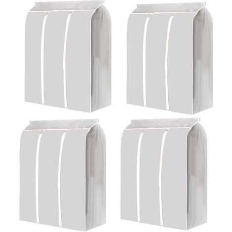 Set of 4 Hanging Garment Storage Bags, 50 x 100 x 120 cm, made of Translucent EVA with Smooth Zipper, Ideal for Organizing Your Wardrobe (4 pieces) (1/5)